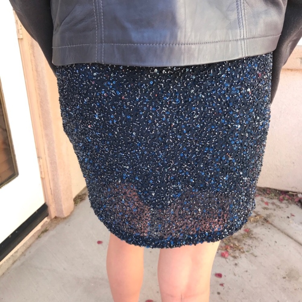 HAUTE HIPPIE Navy Basic Junk Beaded Mini Skirt - Picture 7 of 8